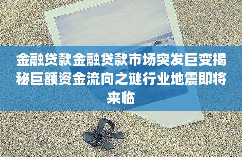 金融贷款金融贷款市场突发巨变揭秘巨额资金流向之谜行业地震即将来临