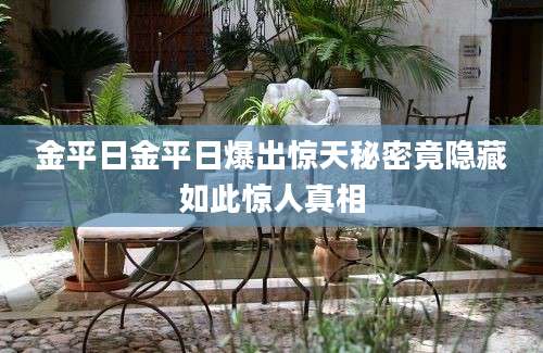 金平日金平日爆出惊天秘密竟隐藏如此惊人真相