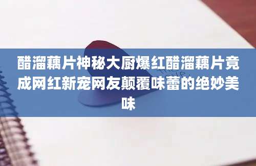 醋溜藕片神秘大厨爆红醋溜藕片竟成网红新宠网友颠覆味蕾的绝妙美味