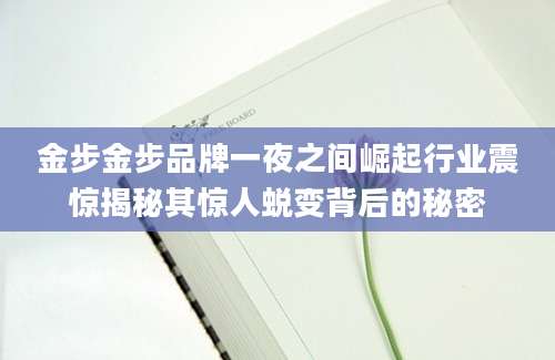 金步金步品牌一夜之间崛起行业震惊揭秘其惊人蜕变背后的秘密