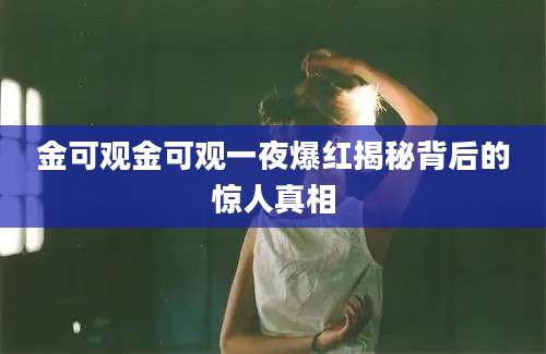 金可观金可观一夜爆红揭秘背后的惊人真相