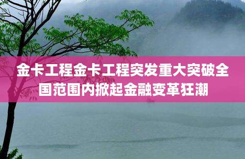 金卡工程金卡工程突发重大突破全国范围内掀起金融变革狂潮