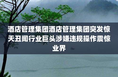 酒店管理集团酒店管理集团突发惊天丑闻行业巨头涉嫌违规操作震惊业界