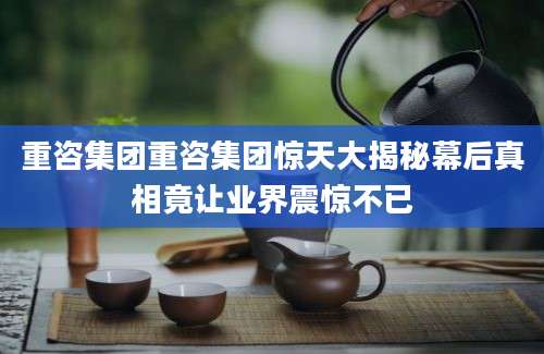 重咨集团重咨集团惊天大揭秘幕后真相竟让业界震惊不已