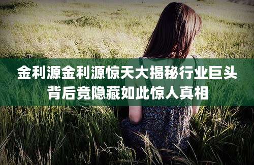 金利源金利源惊天大揭秘行业巨头背后竟隐藏如此惊人真相