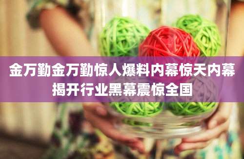金万勤金万勤惊人爆料内幕惊天内幕揭开行业黑幕震惊全国