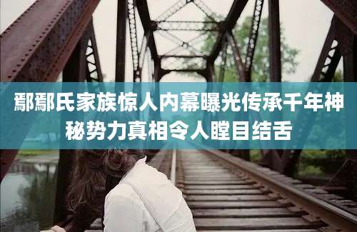 鄢鄢氏家族惊人内幕曝光传承千年神秘势力真相令人瞠目结舌