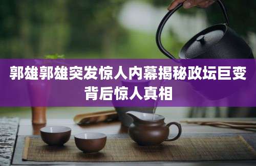 郭雄郭雄突发惊人内幕揭秘政坛巨变背后惊人真相