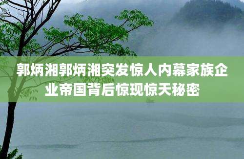 郭炳湘郭炳湘突发惊人内幕家族企业帝国背后惊现惊天秘密