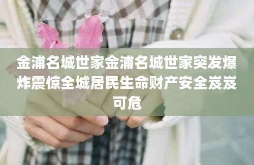 金浦名城世家金浦名城世家突发爆炸震惊全城居民生命财产安全岌岌可危