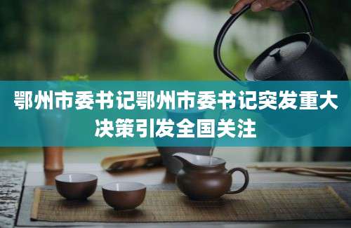 鄂州市委书记鄂州市委书记突发重大决策引发全国关注