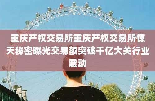 重庆产权交易所重庆产权交易所惊天秘密曝光交易额突破千亿大关行业震动