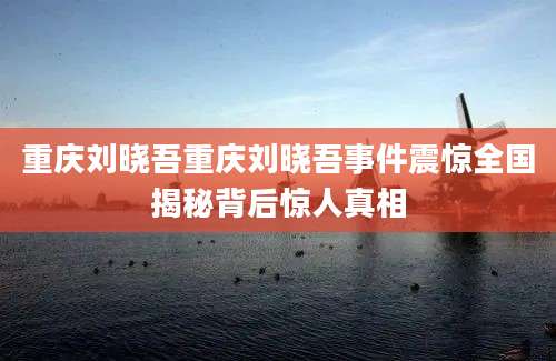 重庆刘晓吾重庆刘晓吾事件震惊全国揭秘背后惊人真相