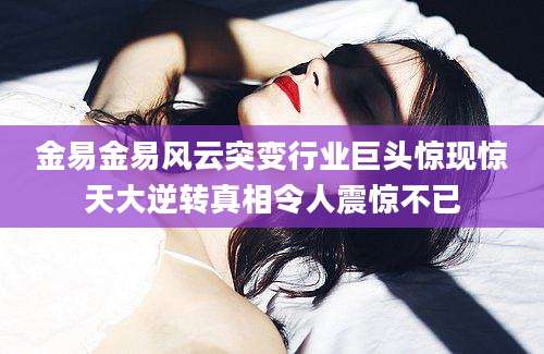 金易金易风云突变行业巨头惊现惊天大逆转真相令人震惊不已
