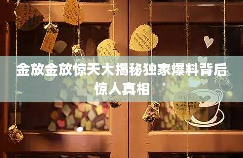 金放金放惊天大揭秘独家爆料背后惊人真相