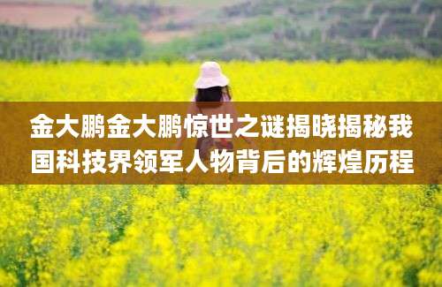 金大鹏金大鹏惊世之谜揭晓揭秘我国科技界领军人物背后的辉煌历程