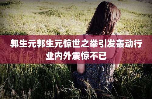 郭生元郭生元惊世之举引发轰动行业内外震惊不已