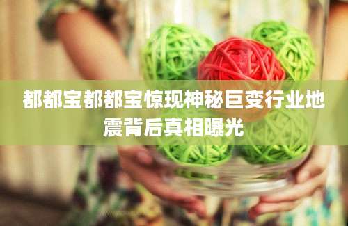 都都宝都都宝惊现神秘巨变行业地震背后真相曝光