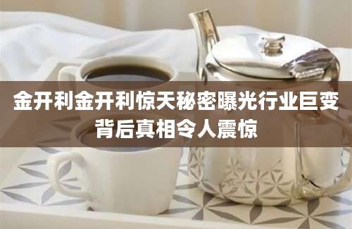 金开利金开利惊天秘密曝光行业巨变背后真相令人震惊