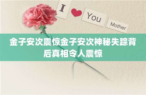 金子安次震惊金子安次神秘失踪背后真相令人震惊