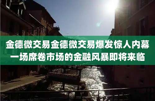 金德微交易金德微交易爆发惊人内幕一场席卷市场的金融风暴即将来临