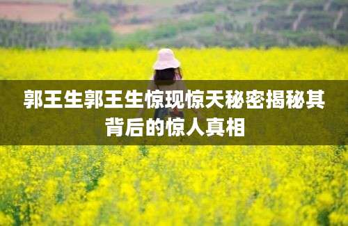 郭王生郭王生惊现惊天秘密揭秘其背后的惊人真相