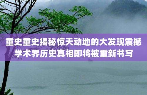 重史重史揭秘惊天动地的大发现震撼学术界历史真相即将被重新书写
