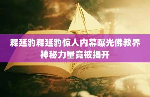 释延豹释延豹惊人内幕曝光佛教界神秘力量竟被揭开