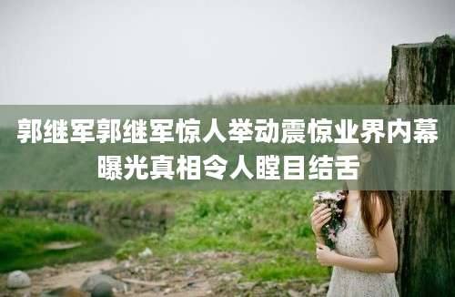 郭继军郭继军惊人举动震惊业界内幕曝光真相令人瞠目结舌