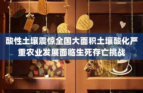 酸性土壤震惊全国大面积土壤酸化严重农业发展面临生死存亡挑战